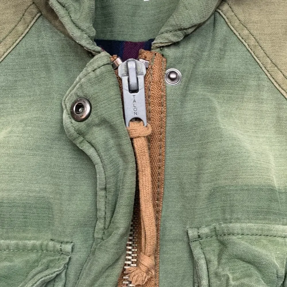 Free People size small jacket military green trench academia 80s retro patch